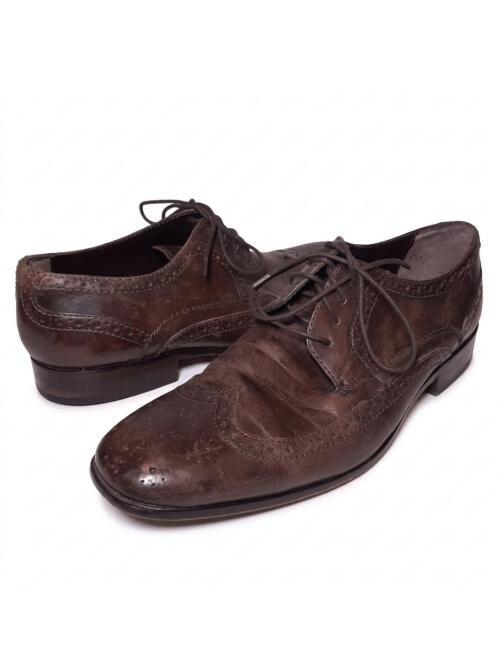 Bostonian Maxon Wingtip Leather Oxford Shoes Low Top Lace Up Brown Derby